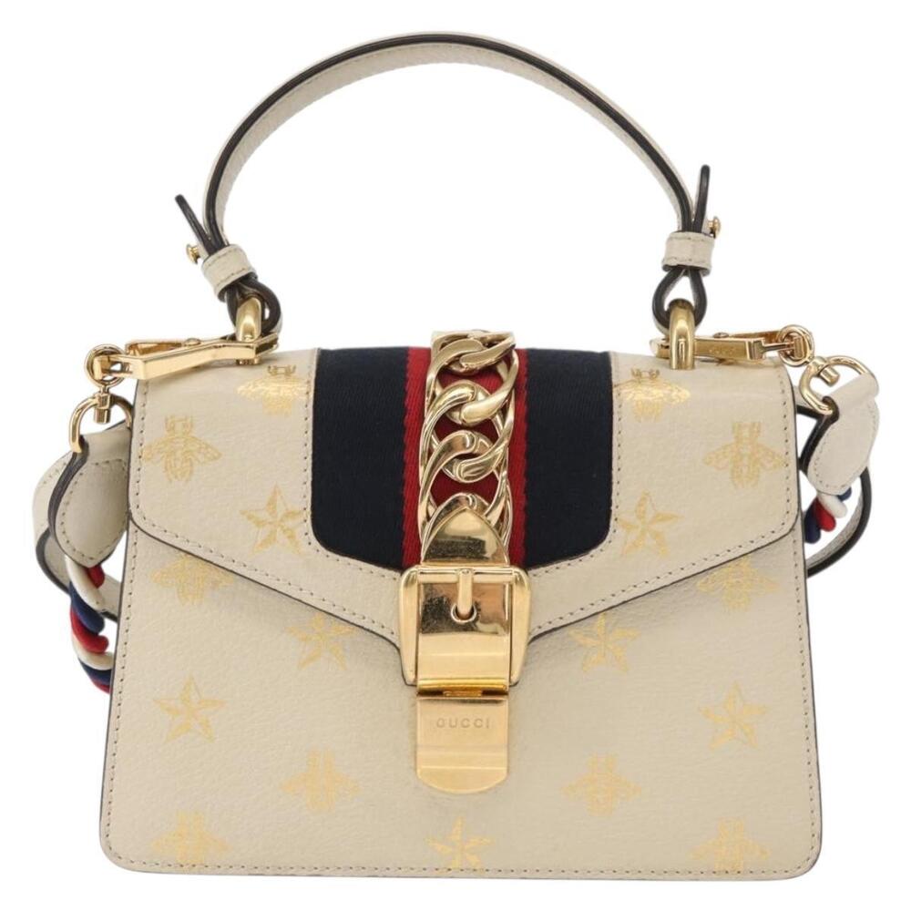 GUCCI Silvi Sherry Line Hand Bag Leather 2way Beige Gold 470270 Auth bs31644 - Picture 13 of 16